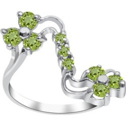 Orchid Jewelry 925 Sterling Silver 1 Carat Peridot Floral Ring