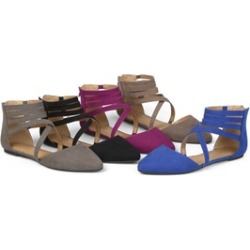 Journee Collection Womens Wrap Strap Faux Suede Flats