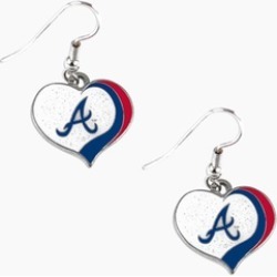 Sports Team Logo MLB Glitter Heart Earring Swirl Charm Set