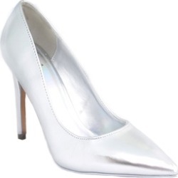 Silver Metallic Cindy by Delicious Classic Pointy Toe Heels Women's