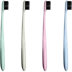 Bamboo Toothbrush Wheat Straw Handle Soft Bristles(2-4 Pack)