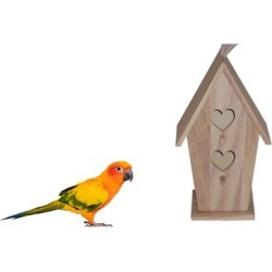 Decorative Wood Birdhouse With Two Heart Openings