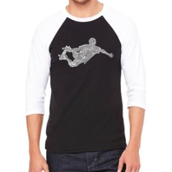 LA Pop Art Men's Raglan Baseball Word Art T-Shirt-POPULAR SKATING MOVES & TRICKS