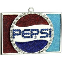 3" Silver Plated Pepsi Globe Logo Christmas Ornament European Crystals