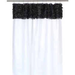 Carnation Home Fashions jasmine Fabric Shower Curtain in Black-White