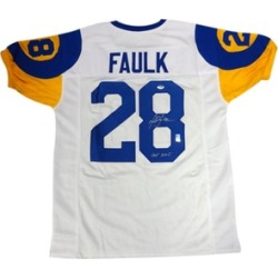 Autographed Marshall Faulk St. Louis Rams White Custom Jersey