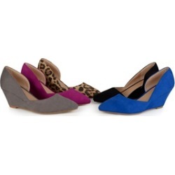 Journee Collection Womens Faux Suede D'orsay Pointed Toe Wedges