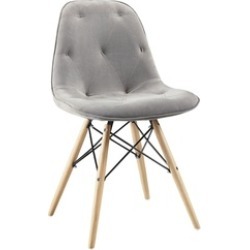WE Furniture Grey Upholstered Eames Dining Kitchen Chairs - Set of 2 WE Furniture Grey Upholstered Eames Dining Kitchen Chairs - Set of 2