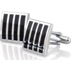 Black Silver Square Mens Wedding Gift Stripe Cuff Links Cufflinks