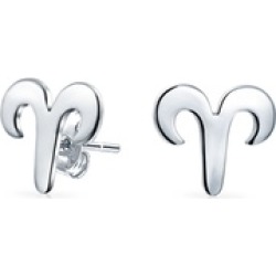 .925 Silver Aries Zodiac Sign Stud Earrings