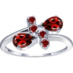 Orchid Jewelry 925 Sterling Silver 1 1/3 Carat Garnet Anniversary Ring