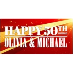 Red and Gold Wedding Anniversary Banner Personalized Party Decoration