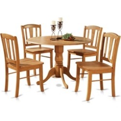 East West Furniture DLIN5-OAK-W 5 Piece Small Kitchen Table and Chairs