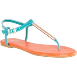 Riverberry Women's 'Macalen' T-strap Metallic Detail Sandals, Seafoam