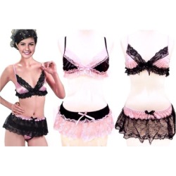 Women's Sexy Lace & Ruffle Lingerie Collection (3-Piece Set)