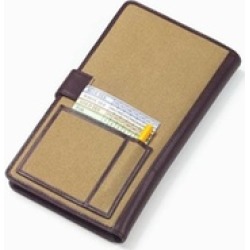 Clava G-006 Golf Score Card Organizer - Khaki Canvas with Cafe Leather Trim