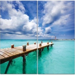 Split Canvas Art Set 12"x 24" 2 Pieces Dock of Dreams