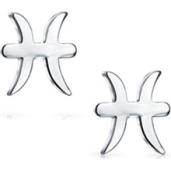 .925 Silver Pisces Zodiac Sign Stud Earrings