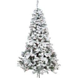 9' Heavily Flocked Pine Medium Artificial Christmas Tree Multi Lights