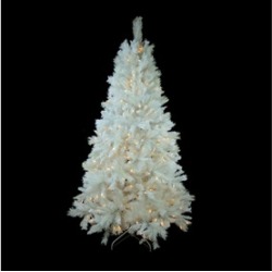 6.5' Pre-Lit Single Plug White Iridescent Pine Christmas Tree-Multi Function