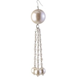 7" Glamour Time Cream Pearl Dangling Tassel Christmas Ornament