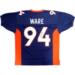 Autographed DeMarcus Ware Denver Broncos Blue Custom Jersey