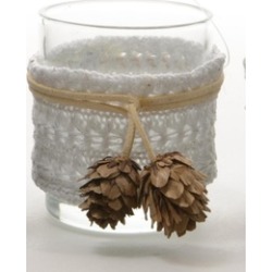3.25" Winter Light White Glass Votive Candle Holder Christmas D"cor