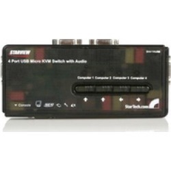 Startech SV411KUSB 4 Port Black USB KVM Switch Kit with Cables and Audio