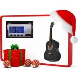 Acoustic Guitar, Guitar Case Strap & Camera Alarm Clock Recorder Free