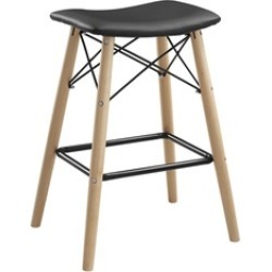 WE Furniture Retro Modern Faux Leather Counter Kitchen Stool - Black WE Furniture Retro Modern Faux Leather Counter Kitchen Stool - Black