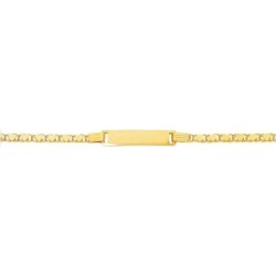 14K 6" Yellow Gold Shiny Heart Link ID Bracelet with Lobster Clasp