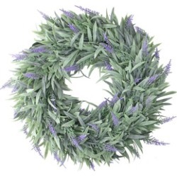 14" Artificial Dusty Purple Decorative Springtime Wispy Lavender Wreath