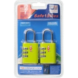 Safe Skies 3 Dial TSA-Recognized Lock Double Set, Lime Green