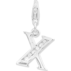 Sterling Silver CZ Letter X With Lobster Clasp Charm