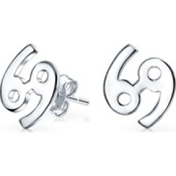 .925 Silver Cancer Zodiac Sign Stud Earrings