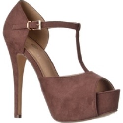 Riverberry Women's Abby Peep Toe Platform T-Strap High Heel Pump