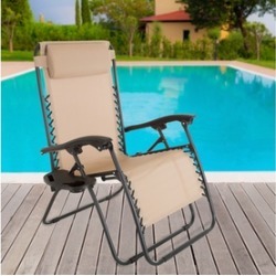 Pure Garden Oversized Zero Gravity Chair with Pillow and Cup Holder