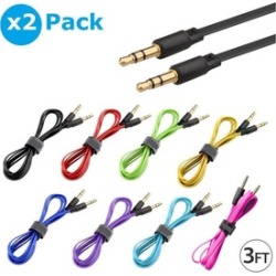 2x 3.5mm AUX Auxiliary Cord Male to Male Stereo Audio Cable for PC MP3 Car