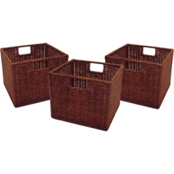 Winsome Wood Small Wired Rattan Baskets, Set of 3