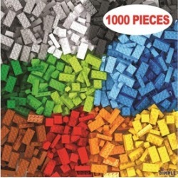 Bucket w/1000 Pieces Brick Building Block, Multi-Colored Stacking Classic Set
