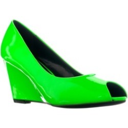 Riverberry Women's 'Dear' Patent Peep Toe Wedge Pumps, Green