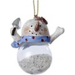 2.5" Seaside Escape Glitter Snowman Filled Glass Christmas Ornament