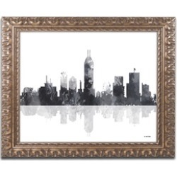 Marlene Watson 'Indianapolis Indiana Skyline BG-1' Ornate Framed Art