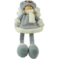 21" Girl Angel with Dangling Legs and Owl Hat Christmas Decoration