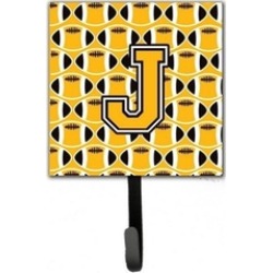 Carolines Treasures CJ1080-JSH4 Letter J Football Black Old Gold & White Leash