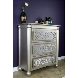 Heather Ann Creations W192554-SL-GL Celeste Scrolls 3-Drawer Accent Cabinet with