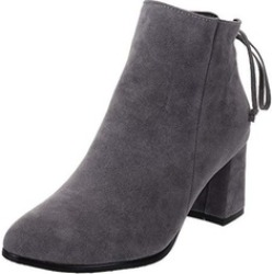 Popoye Women's Ankle Bootie Martin Boots Comfort Thick High Heels