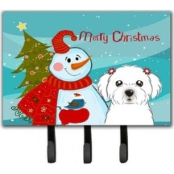 Carolines Treasures BB1828TH68 Snowman With Maltese Leash & Key Holder