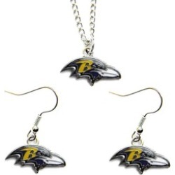 Sports Team Logo Necklace and Dangle Earring Charm Set