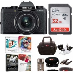 Fujifilm X-T100 Digital Camera with 15-45mm Lens (Black) and Accessories Bundle